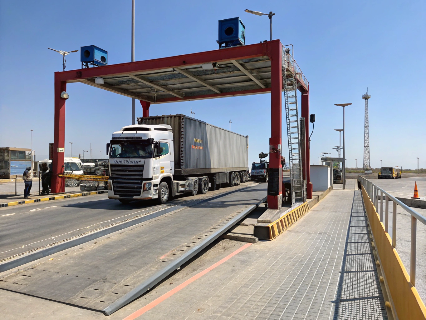 大型卡車於力固電子地磅進行高精度過磅作業
